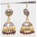 Earrings Enamel Meena Jhumki Dangle Sterling Silver 925 Gold Rhodium Maroon Beads Traditional E507
